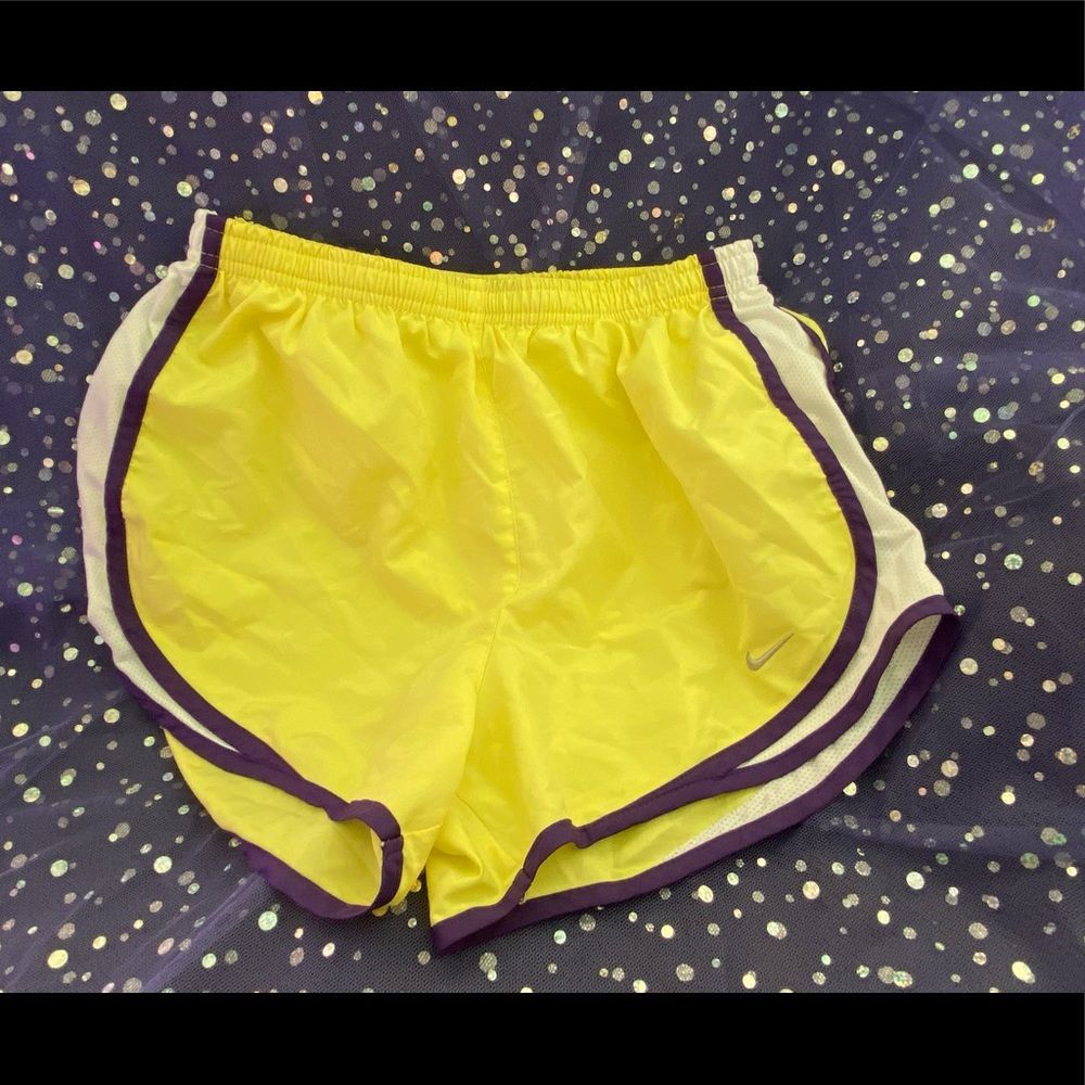 Nike juniors purple/yellow dri fit shorts. Size small. Almost brand new!
